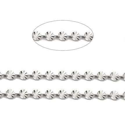 Silver Sunburst Link Chain By the Foot - Stainless Steel