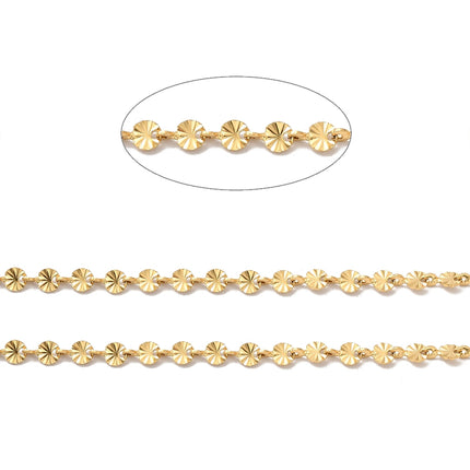 Gold Sunburst Link Chain By the Foot - Ion Plated Stainless Steel