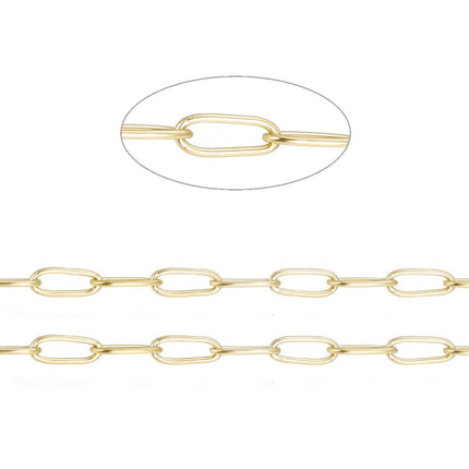 Gold Paperclip Link Chain 4.8mm By the Foot - Ion Plated Stainless Steel