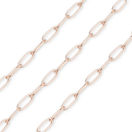 Rose Gold Paperclip Link Chain 4.8mm By the Foot - Ion Plated Stainless Steel