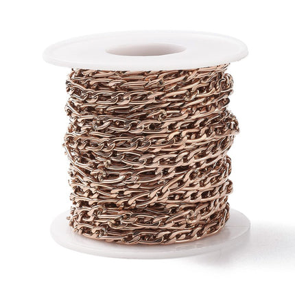 Rose Gold Figaro Chain By the Foot - Ion Plated Stainless Steel