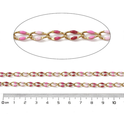 Pink Perfection Enamel Link Chain By the Foot - Ion Plated Stainless Steel