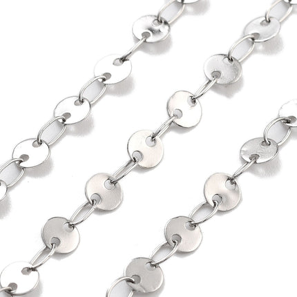 Silver Circle Link Chain By the Foot - Stainless Steel