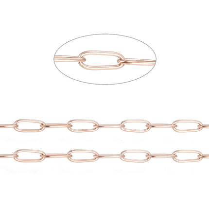 Rose Gold Paperclip Link Chain 4.8mm By the Foot - Ion Plated Stainless Steel