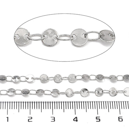 Silver Circle Link Chain By the Foot - Stainless Steel