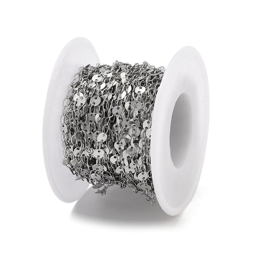 Silver Circle Link Chain By the Foot - Stainless Steel