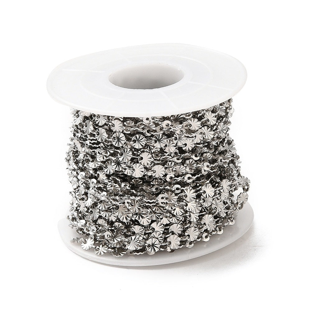 Silver Sunburst Link Chain By the Foot - Stainless Steel