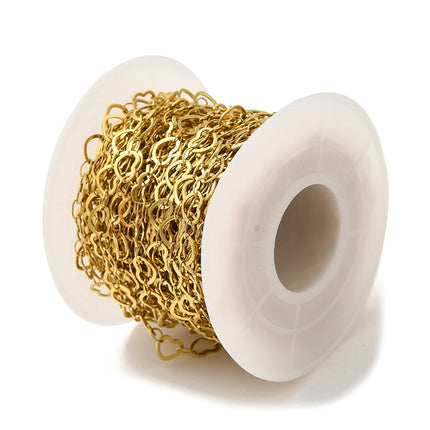Gold Heart Link Chain By the Foot - Ion Plated Stainless Steel