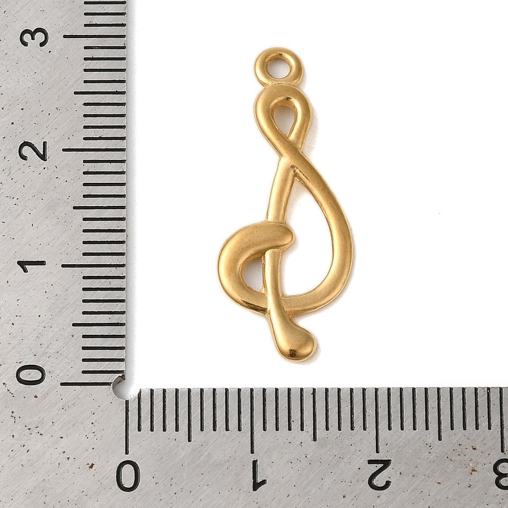 Gold Stainless Steel Music Note Charm
