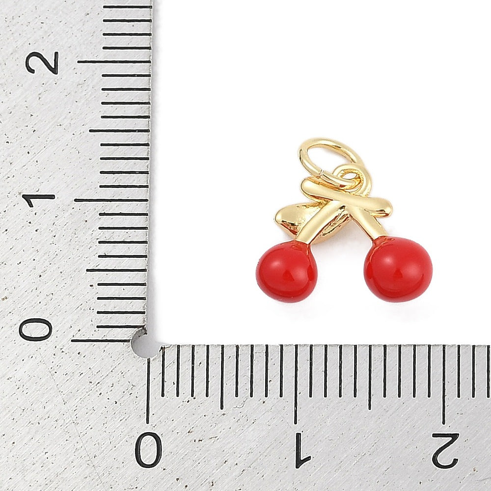 18k Gold Plated Brass Cherry Charm