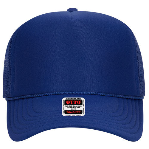 Otto Cap 5 Panel High Crown Mesh Back Trucker Hat - Royal