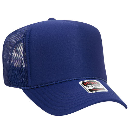 Otto Cap 5 Panel High Crown Mesh Back Trucker Hat - Royal