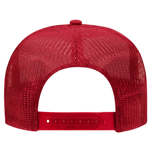 Otto Cap 5 Panel High Crown Mesh Back Trucker Hat - Red