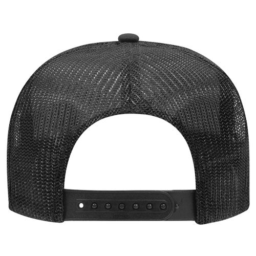 Otto Cap 5 Panel High Crown Mesh Back Trucker Hat - Black
