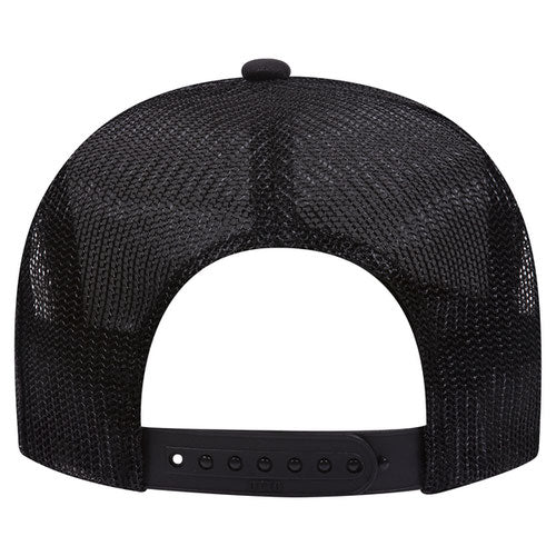 Otto Cap 5 Panel High Crown Mesh Back Trucker Hat - Black & Gold