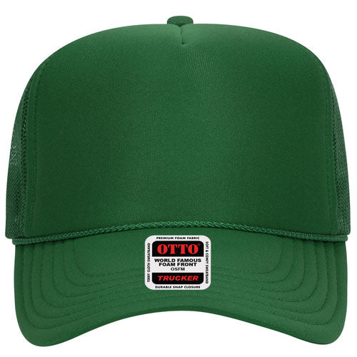 Otto Cap 5 Panel High Crown Mesh Back Trucker Hat - Kelly