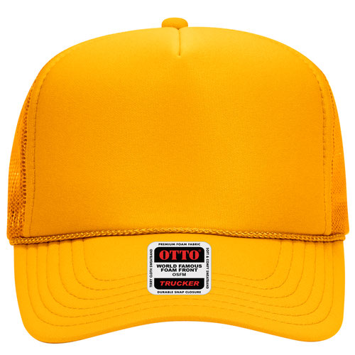Otto Cap 5 Panel High Crown Mesh Back Trucker Hat - Gold