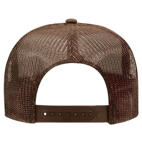 Otto Cap 5 Panel High Crown Mesh Back Trucker Hat - Brown
