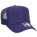 Otto Cap 5 Panel High Crown Mesh Back Trucker Hat - Purple