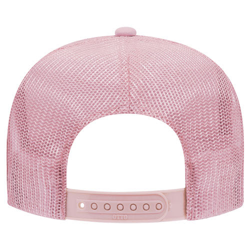 Otto Cap 5 Panel High Crown Mesh Back Trucker Hat - Soft Pink