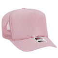 Otto Cap 5 Panel High Crown Mesh Back Trucker Hat - Soft Pink