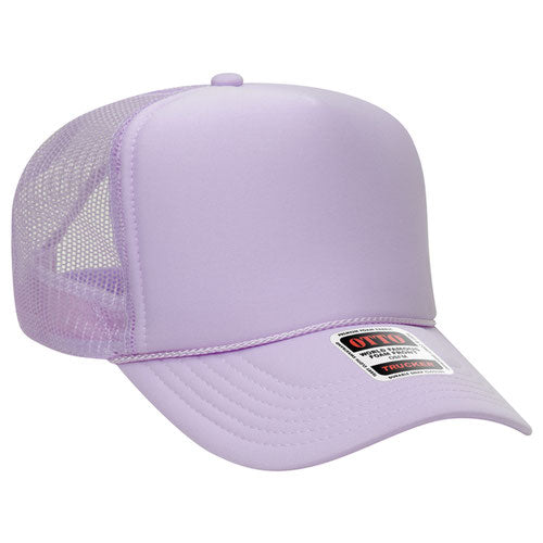 Otto Cap 5 Panel High Crown Mesh Back Trucker Hat - Lavender