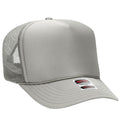 Otto Cap 5 Panel High Crown Mesh Back Trucker Hat - Gray