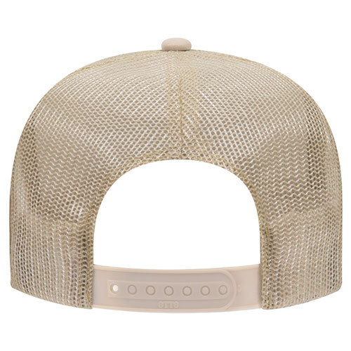 Otto Cap 5 Panel High Crown Mesh Back Trucker Hat - Tan