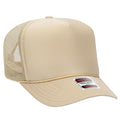 Otto Cap 5 Panel High Crown Mesh Back Trucker Hat - Tan