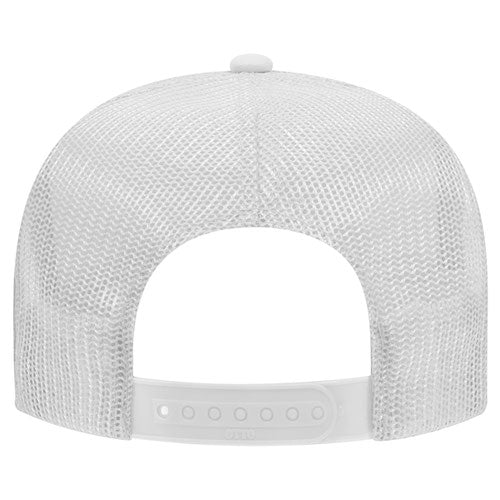 Otto Cap 5 Panel High Crown Mesh Back Trucker Hat - White