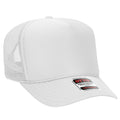 Otto Cap 5 Panel High Crown Mesh Back Trucker Hat - White
