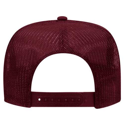 Otto Cap 5 Panel High Crown Mesh Back Trucker Hat - Burgundy