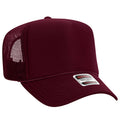 Otto Cap 5 Panel High Crown Mesh Back Trucker Hat - Burgundy