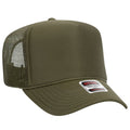 Otto Cap 5 Panel High Crown Mesh Back Trucker Hat - Olive Green