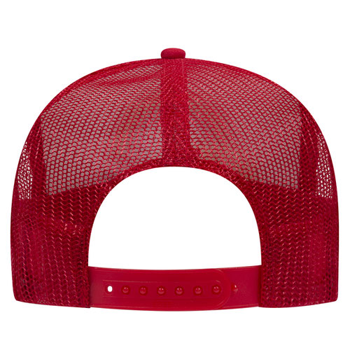 Otto Cap 5 Panel High Crown Mesh Back Trucker Hat - Red & White