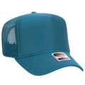 Otto Cap 5 Panel High Crown Mesh Back Trucker Hat - Turquoise