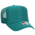 Otto Cap 5 Panel High Crown Mesh Back Trucker Hat - Jade