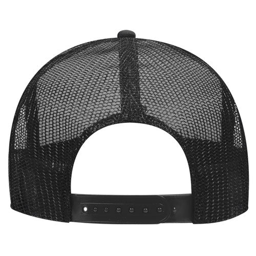 Otto Cap 5 Panel High Crown Mesh Back Trucker Hat - Black & White
