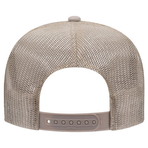 Otto Cap 5 Panel High Crown Mesh Back Trucker Hat - Khaki