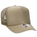 Otto Cap 5 Panel High Crown Mesh Back Trucker Hat - Khaki