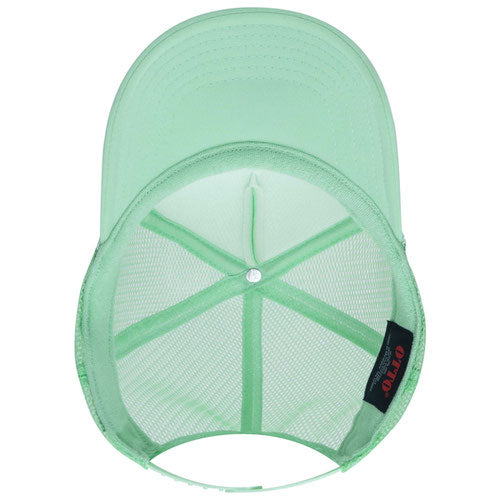 Otto Cap 5 Panel High Crown Mesh Back Trucker Hat - Seafoam Green