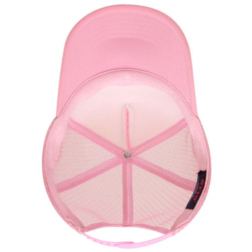 Otto Cap 5 Panel High Crown Mesh Back Trucker Hat - Pink
