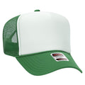 Otto Cap 5 Panel High Crown Mesh Back Trucker Hat - Kelly & White