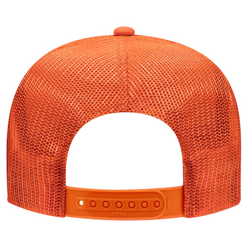 Otto Cap 5 Panel High Crown Mesh Back Trucker Hat - Orange