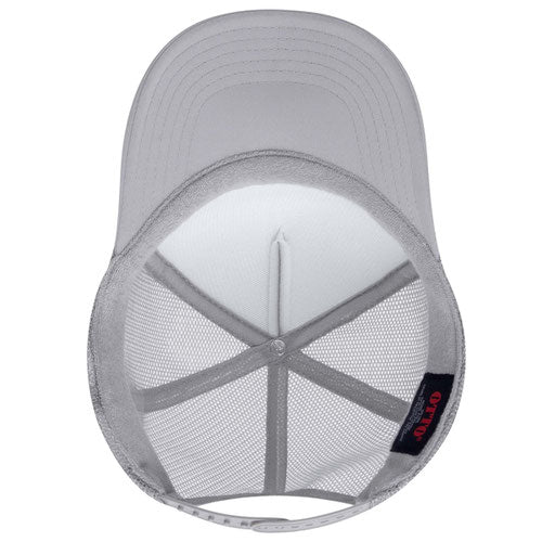 Otto Cap 5 Panel High Crown Mesh Back Trucker Hat - Silver Gray