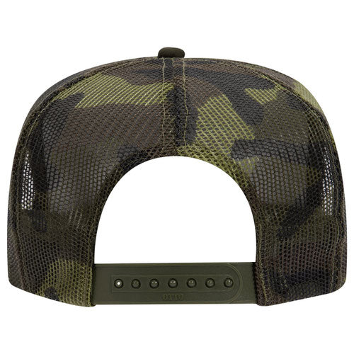 Otto Cap 5 Panel High Crown Mesh Back Trucker Hat - Camouflage