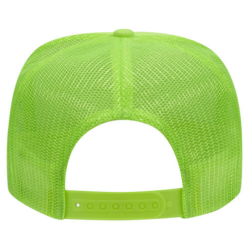 Otto Cap 5 Panel High Crown Mesh Back Trucker Hat - Neon Green
