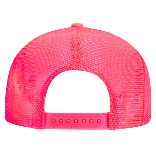 Otto Cap 5 Panel High Crown Mesh Back Trucker Hat - Neon Pink