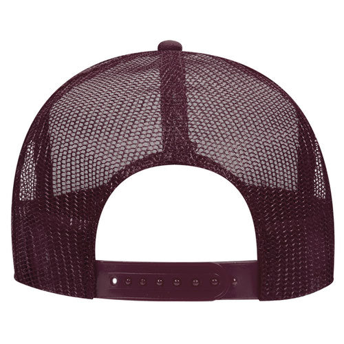 Otto Cap 5 Panel High Crown Mesh Back Trucker Hat - Maroon & White