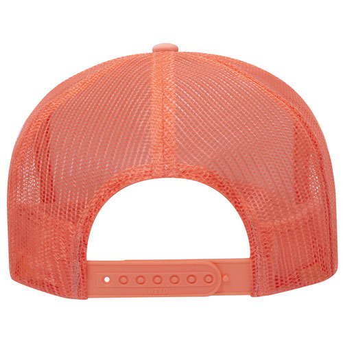Otto Cap 5 Panel High Crown Mesh Back Trucker Hat - Coral